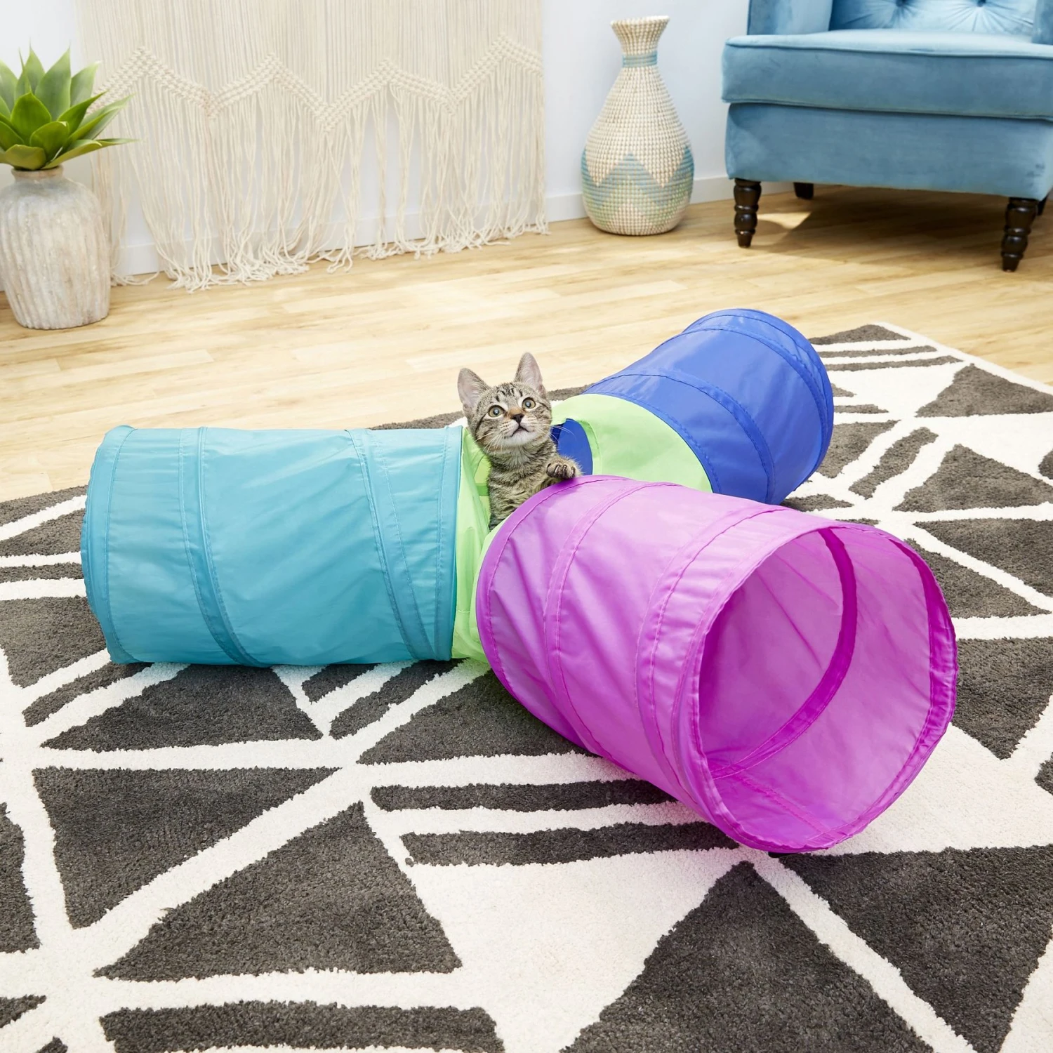 Frisco Foldable Play Tri-Tunnel Cat Toy 3 Frisco Foldable Play Tri-Tunnel Cat Toy