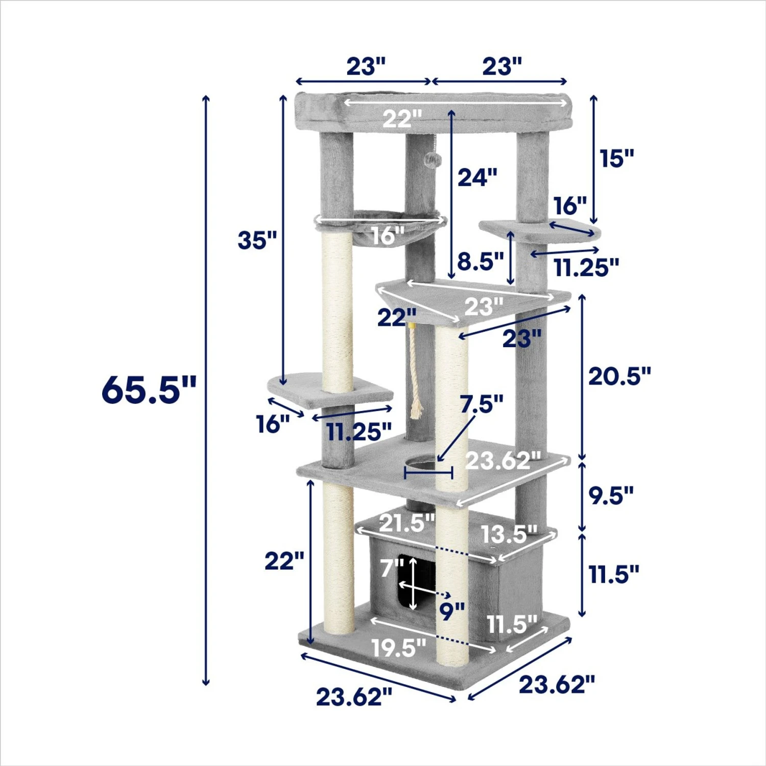 Frisco 65-in XXL Heavy Duty Cat Tree 4 Frisco 65-in XXL Heavy Duty Cat Tree - Image 2