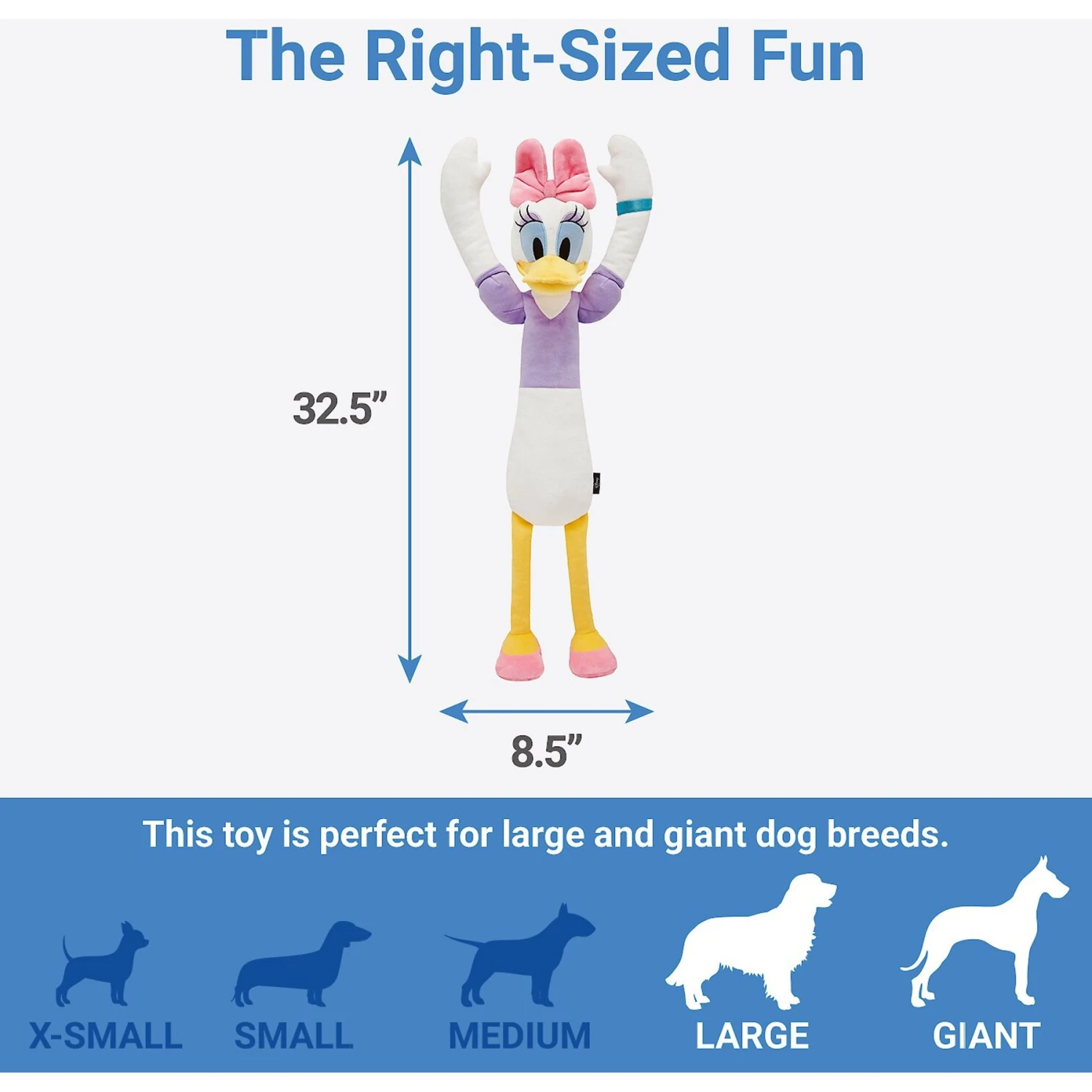 Disney Daisy Duck Wagazoo Plush Squeaky Dog Toy, Extra Long 4 Disney Daisy Duck Wagazoo Plush Squeaky Dog Toy, Extra Long - Image 2