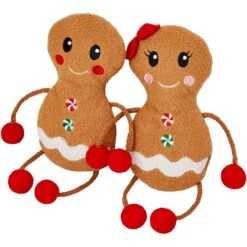 Frisco Holiday Gingerbread Pals Plush Kicker Cat Toy With Catnip, 2 Count