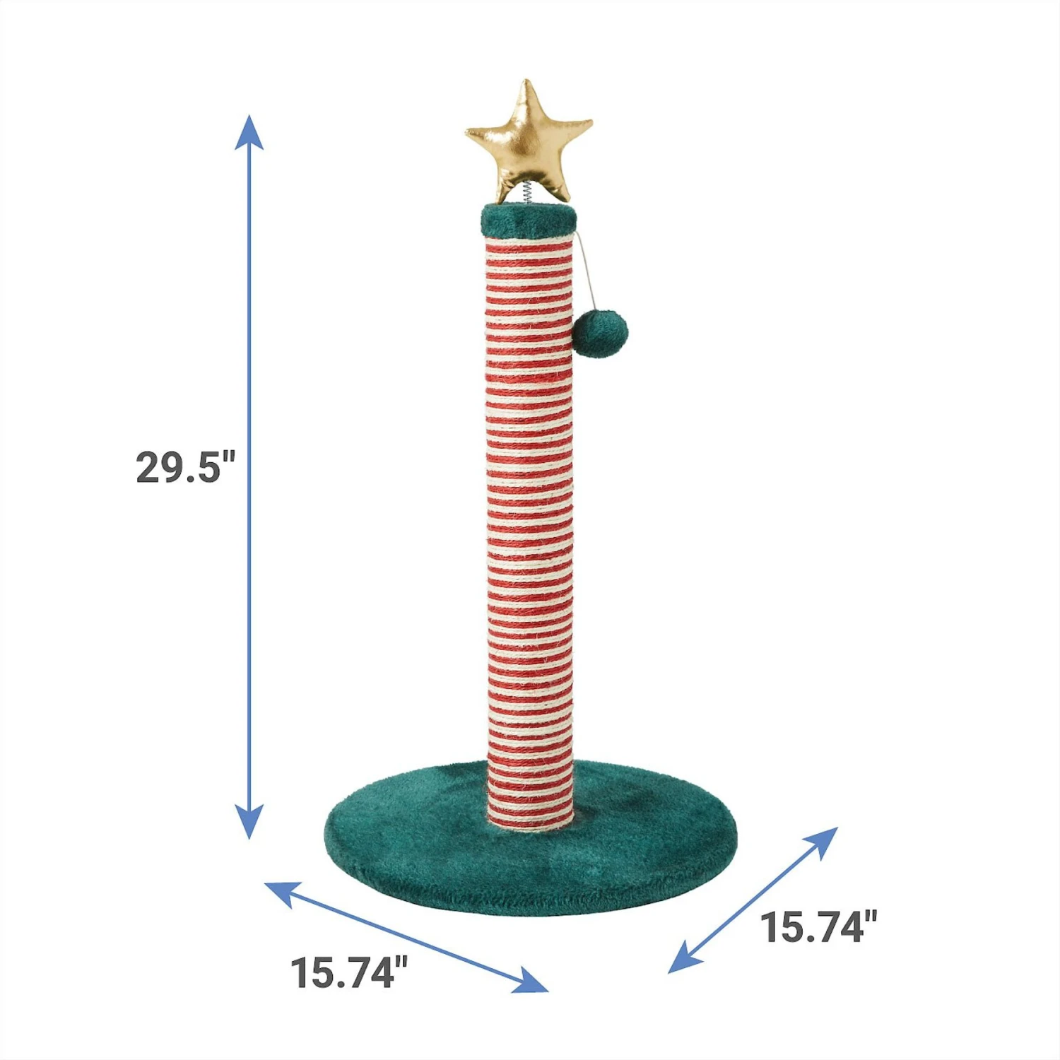 Frisco Holiday 29.5-in Candy Cane Sisal Cat Scratching Post With Toy 4 Frisco Holiday 29.5-in Candy Cane Sisal Cat Scratching Post With Toy - Image 2