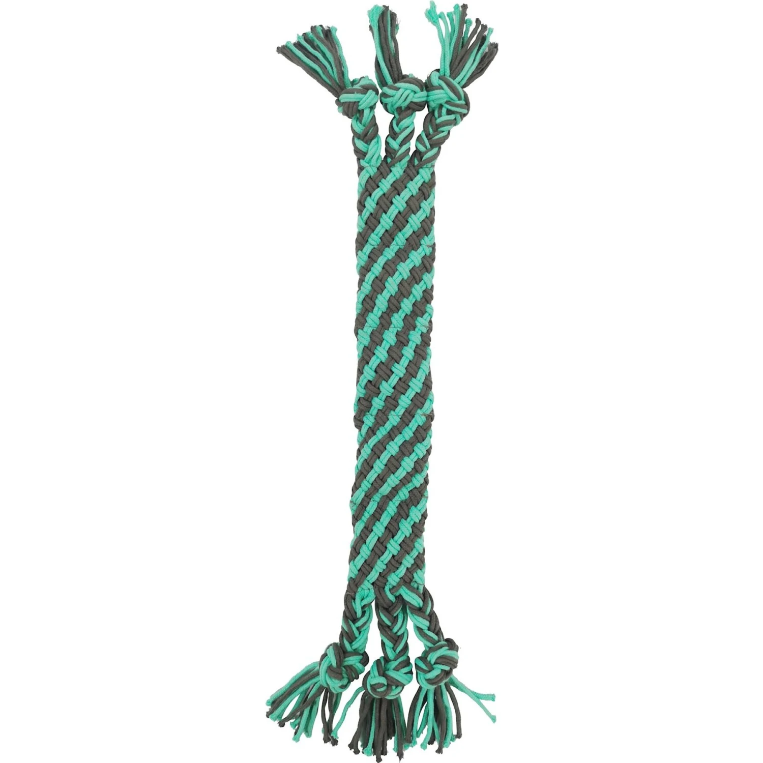 Frisco Flat Teal & Gray Braided Rope Squeaky Fetch Dog Toy 3 Frisco Flat Teal & Gray Braided Rope Squeaky Fetch Dog Toy