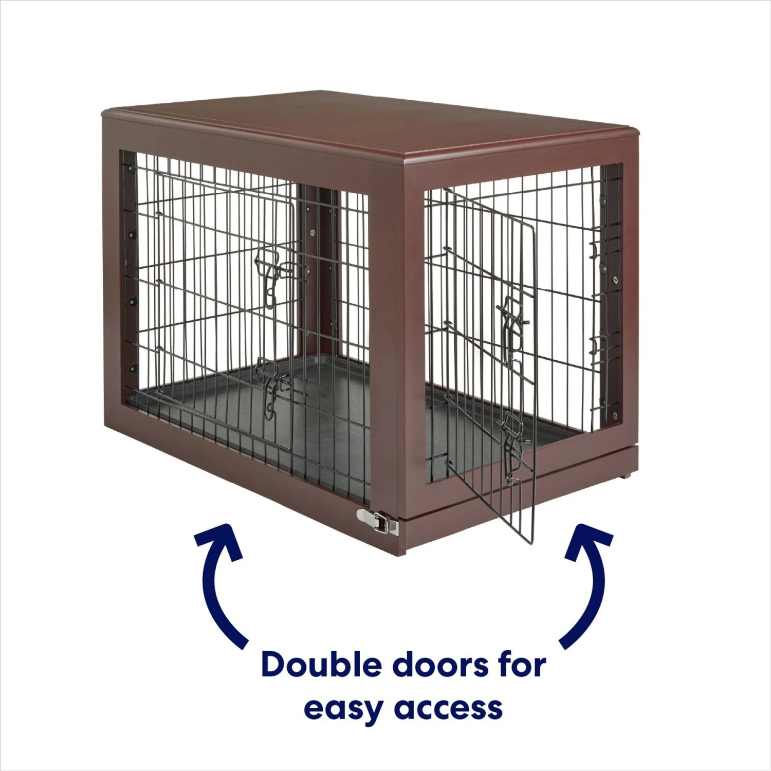 Frisco Double Door Furniture Style Dog Crate, Brown 5 Frisco Double Door Furniture Style Dog Crate, Brown - Image 3