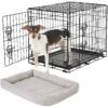 Frisco Fold & Carry Double Door Collapsible Wire Dog Crate & Frisco Gray Basket Weave Dog Crate Mat -Pet Products Shop 255477 MAIN. AC SS1800 V1604096520