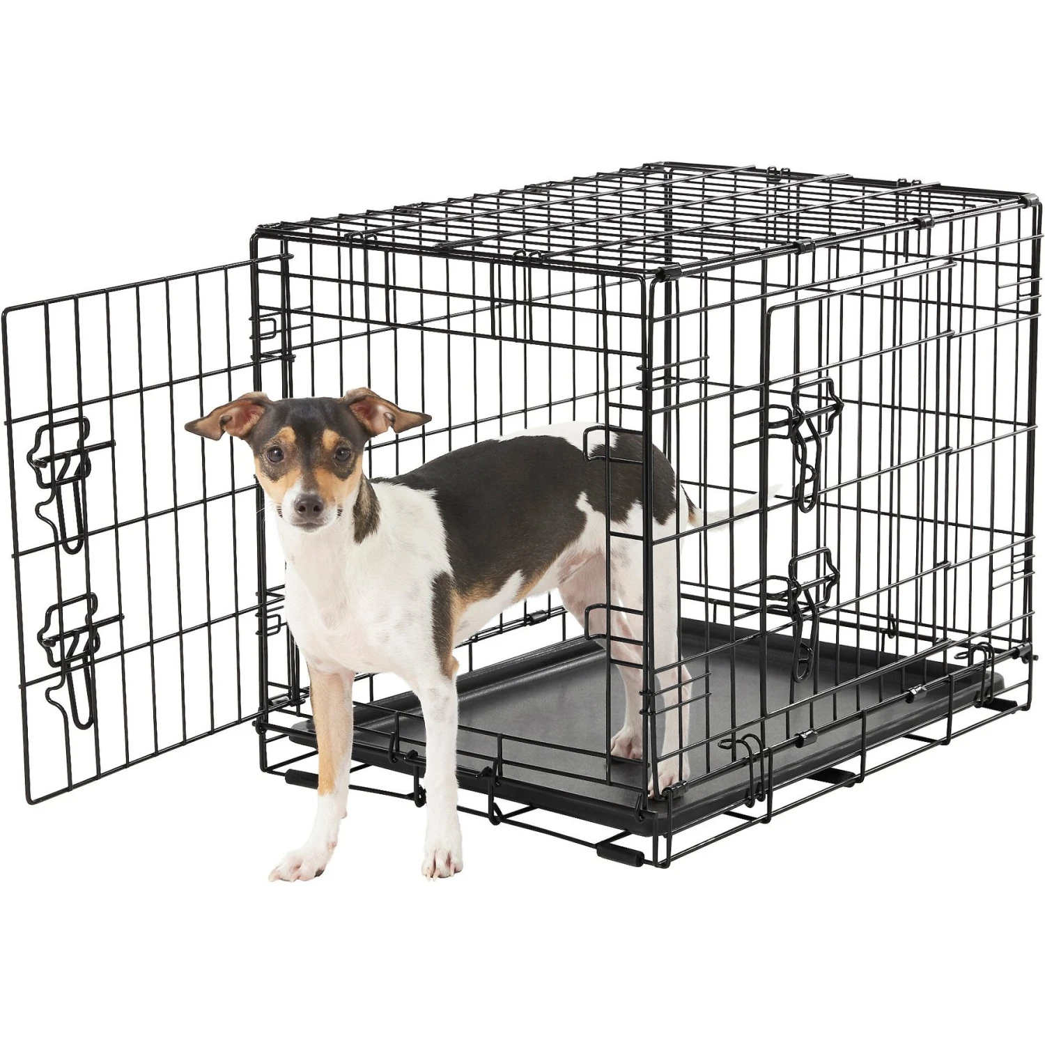 Frisco Fold & Carry Double Door Collapsible Wire Dog Crate & Frisco Gray Basket Weave Dog Crate Mat 5 Frisco Fold & Carry Double Door Collapsible Wire Dog Crate & Frisco Gray Basket Weave Dog Crate Mat - Image 3