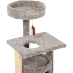 Frisco 37-in Real Carpet Cat Tree With Condo, Grey -Pet Products Shop 282755 PT3. AC SS1800 V1621949298