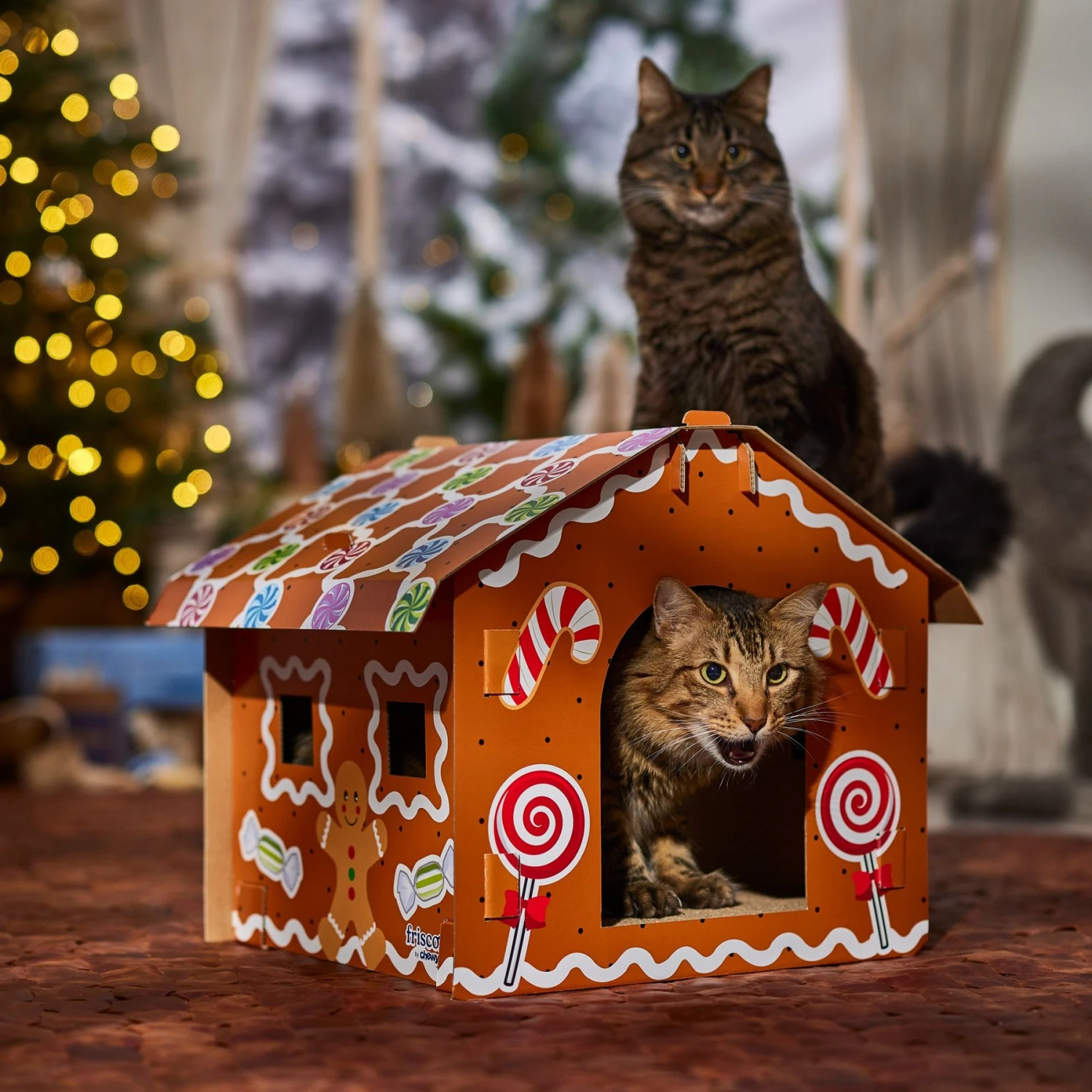 Frisco Holiday Gingerbread House Cardboard Cat House Cat Toy 7 Frisco Holiday Gingerbread House Cardboard Cat House Cat Toy - Image 5