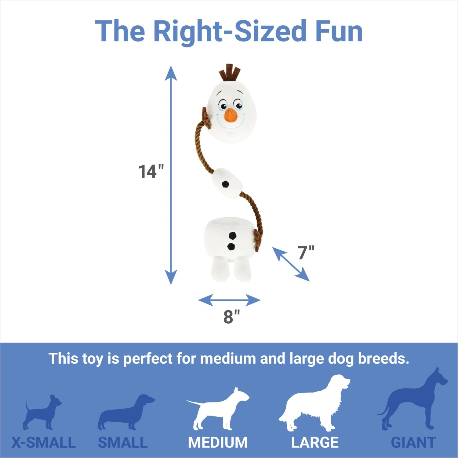 Disney Frozen's Olaf Plush With Rope Squeaky Dog Toy 4 Disney Frozen's Olaf Plush With Rope Squeaky Dog Toy - Image 2