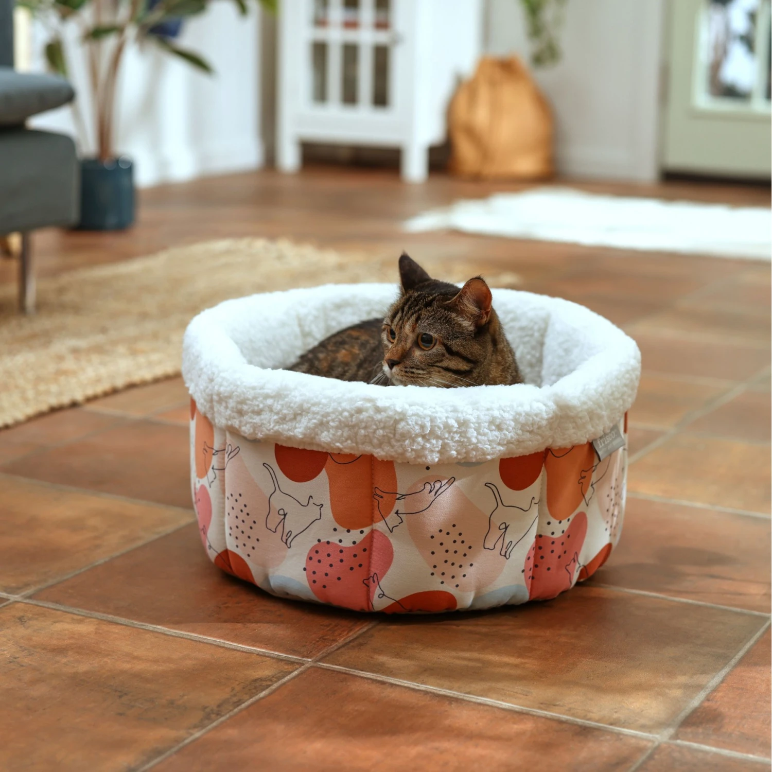 Frisco Sherpa High Walled Self-Warming Bolster Small Cat Bed, Calico Cat 3 Frisco Sherpa High Walled Self-Warming Bolster Small Cat Bed, Calico Cat
