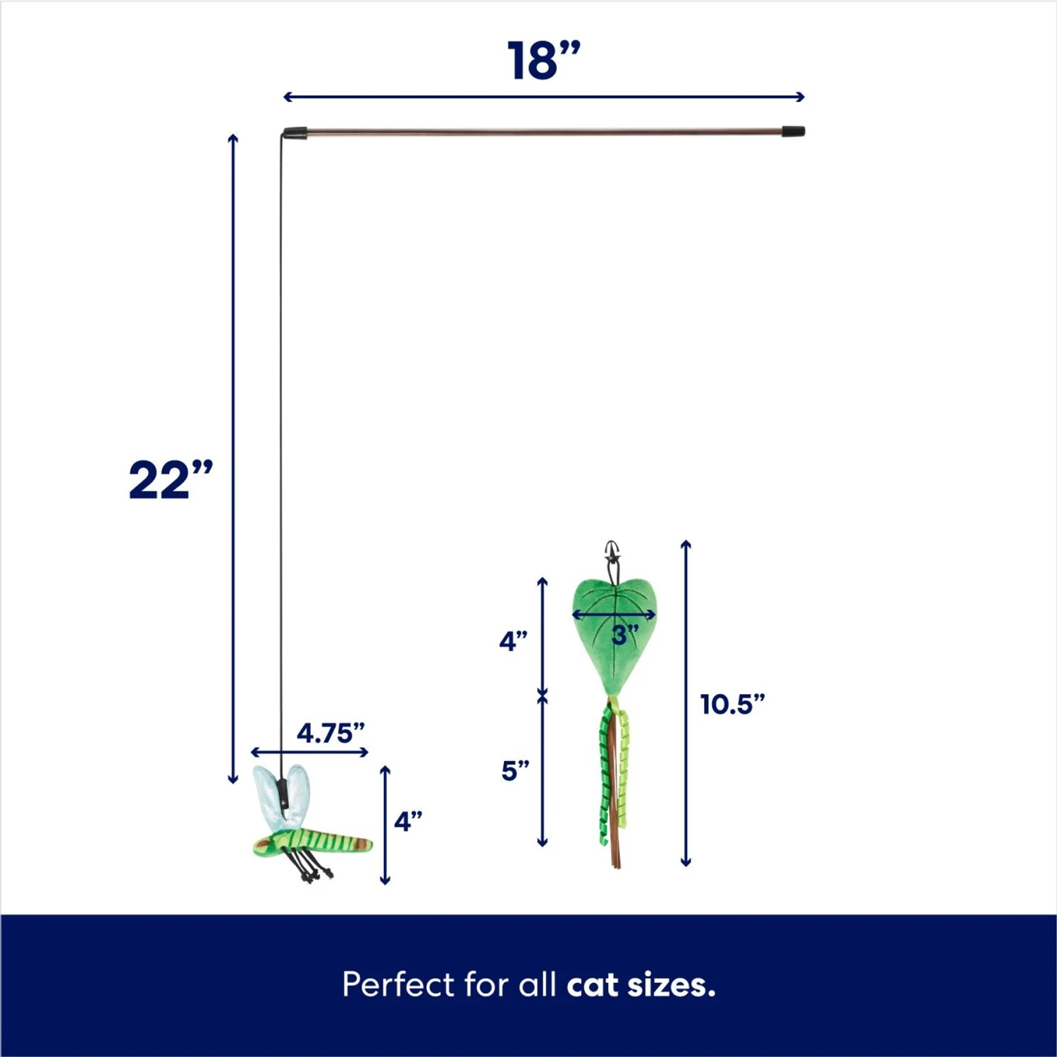Frisco Leaf & Dragonfly Interchangeable Teaser Wand Cat Toy With Catnip 4 Frisco Leaf & Dragonfly Interchangeable Teaser Wand Cat Toy With Catnip - Image 2